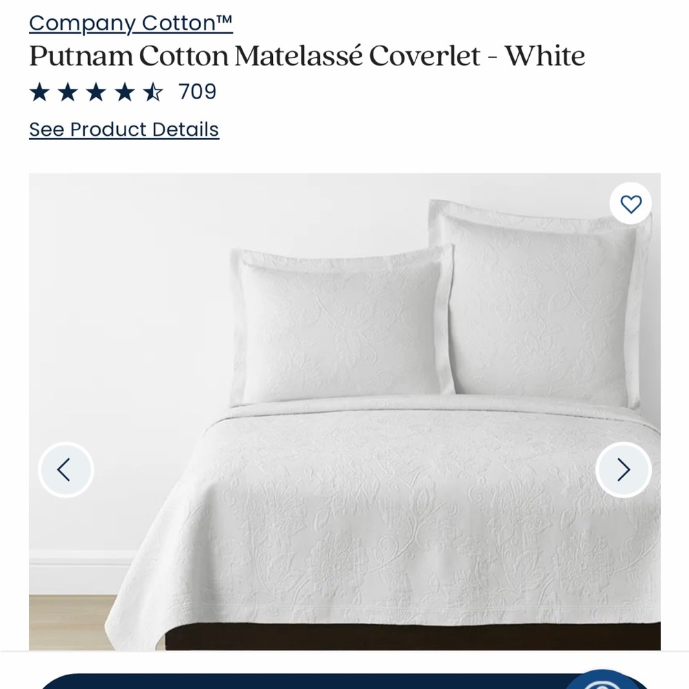 White Matelassé Coverlet and 2 shams